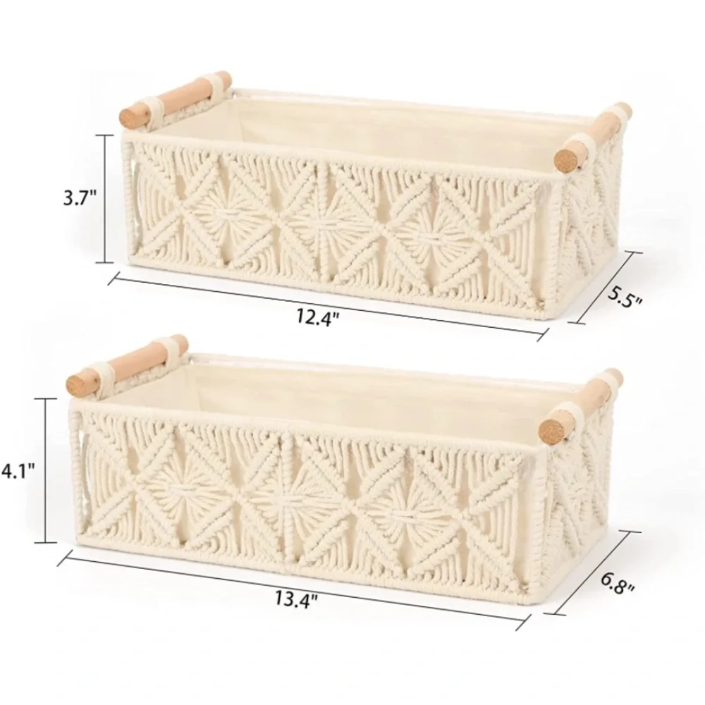 Toilet Paper Basket Macrame Bathroom Storage Ivory
